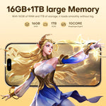 16GB+1TB Smartphone 7.3 inch XS16 Pro+ Full Screen 4G 5G Cell Phone 8000mAh