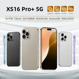 16GB+1TB Smartphone 7.3 inch XS16 Pro+ Full Screen 4G 5G Cell Phone 8000mAh