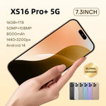 16GB+1TB Smartphone 7.3 inch XS16 Pro+ Full Screen 4G 5G Cell Phone 8000mAh