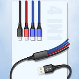 4 in 1 USB Charging Cable Fast Charging Cord for Android and iPhone