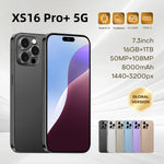 16GB+1TB Smartphone 7.3 inch XS16 Pro+ Full Screen 4G 5G Cell Phone 8000mAh