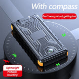 New Solar Power Bank 100000mAh Compass Waterproof Belt Wireless Charging Multifunctional