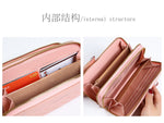 Double Zipper Wallet PU Leather Coin Purse Card Holder Large Capacity Cellphone Bag