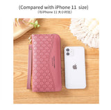 Double Zipper Wallet PU Leather Coin Purse Card Holder Large Capacity Cellphone Bag