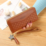 Double Zipper Wallet PU Leather Coin Purse Card Holder Large Capacity Cellphone Bag