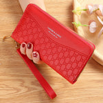 Double Zipper Wallet PU Leather Coin Purse Card Holder Large Capacity Cellphone Bag