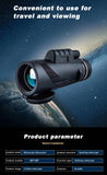 80X100 HD Powerful Monocular Telescope Phone Clip Camera Zoom Starscope Tripod