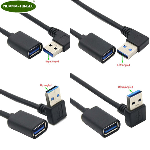 USB 3.0 Extension Cable Up Down Left Right Angle 90 Degree Male to Female Super Speed 5Gbps USB Data Sync Charging Cables