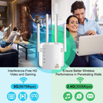 Wireless Wifi Repeater Router 1200Mbps Dual-Band 2.4/5G 4 Antenna Range Extender Routers Home Network
