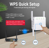 WiFi Repeater WiFi Extender 2.4G 5G Wireless Booster Amplifier 5ghz Signal Repeater 1200Mpbs 300Mbps