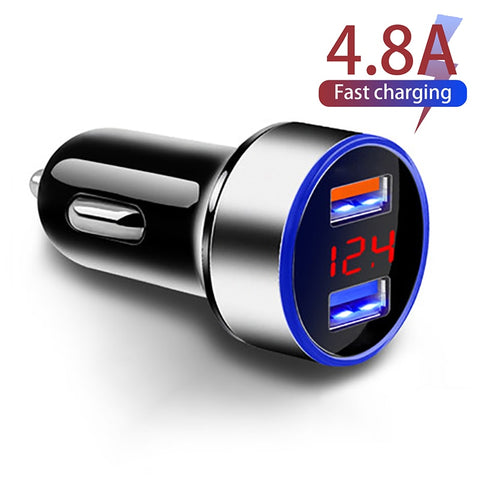 4.8A 5V Car Charger 2 USB Ports Fast Charging For Samsung Huawei iPhone Aluminum Adapter