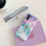 Gradient Marble Phone Case Finger Ring Holder Soft Back Cover For Samsung Galaxy
