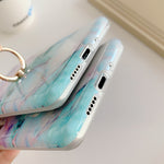 Gradient Marble Phone Case Finger Ring Holder Soft Back Cover For Samsung Galaxy