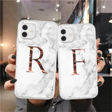 Matte Marble Initial Phone Case For iPhone