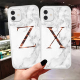 Matte Marble Initial Phone Case For iPhone