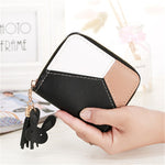Geometric Patchwork PU Leather Women Long Zipper Wrist Purses Clutch Wallet Phone Holder
