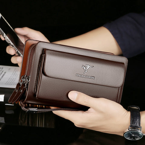 Genuine Leather Business Clutch Bag Men's Wallet for Phone Pouch Clutch Male Bags Casual Hand Bag Long Money Man Purse Bolsos