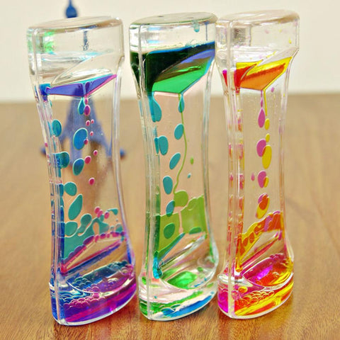 Double Colors Oil Hourglass Liquid Floating Motion Bubbles Timer