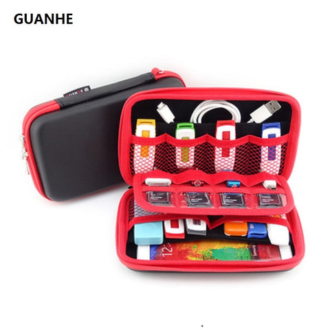 GUANHE Cable Organizer Bag USB Flash Drive Memory Card HDD Case Travel Case